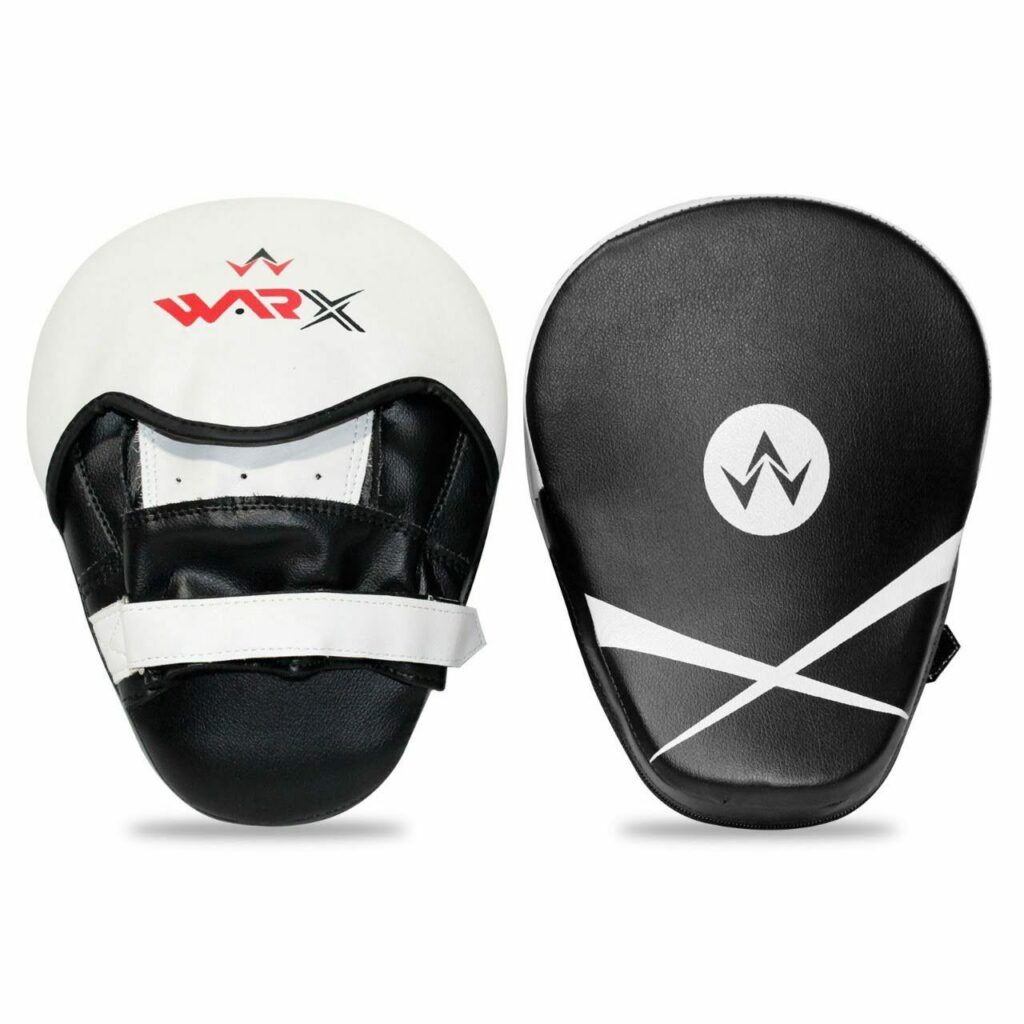 WARX LEATHER WHITE BOXING GLOVES AND FOCUS PADS SET