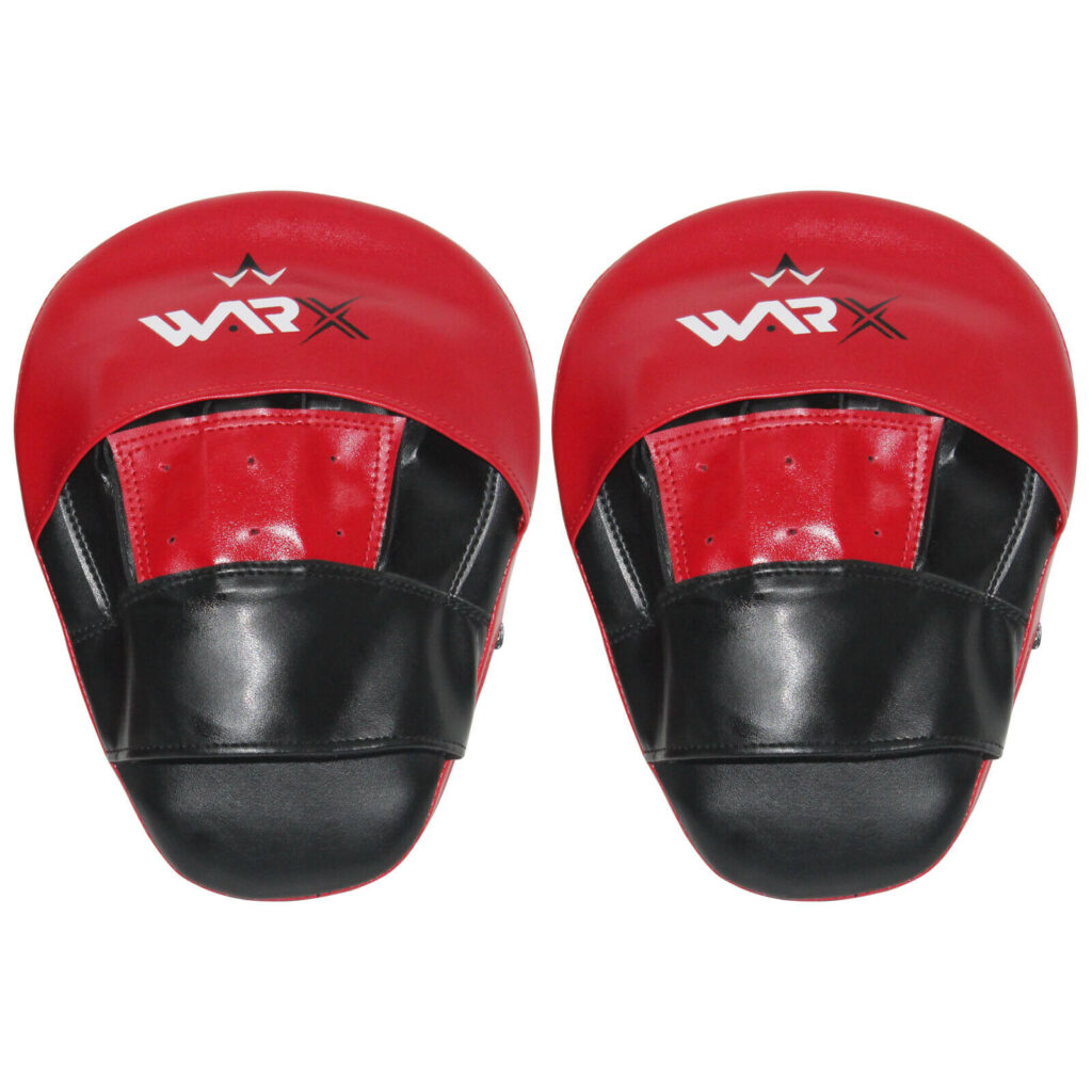 WARX LEATHER RED BOXING GLOVES AND FOCUS PADS SET