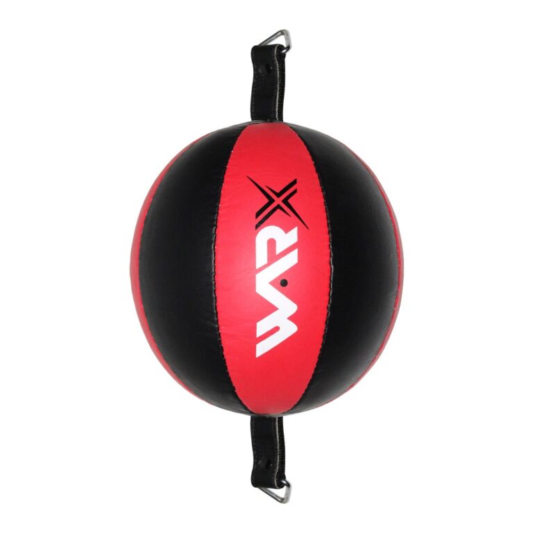 WARX LEATHER DOUBLE END DODGE SPEED BALL RED MMA BOXING FLOOR TO CEILING PUNCH BAG WITH CEILING HOOK SET