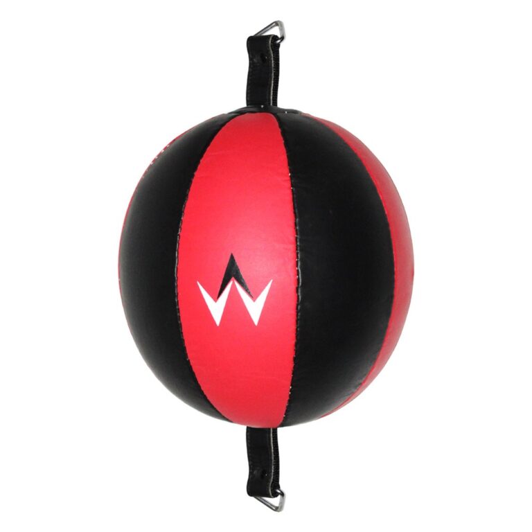 WARX LEATHER DOUBLE END DODGE SPEED BALL RED MMA BOXING FLOOR TO CEILING PUNCH BAG WITH CEILING HOOK SET