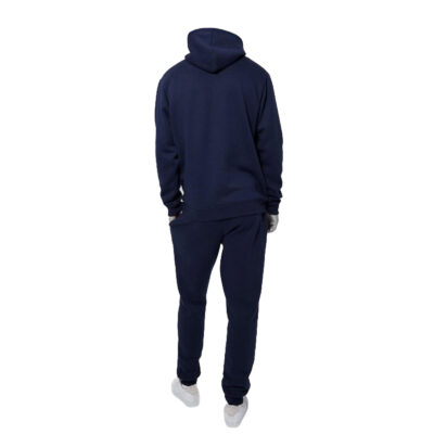 WARX PLAIN NAVY BLUE UNISEX FLEECE PULLOVER HOODIE AND CUFFED JOGGER BLACK HOODED TRACKSUIT SET