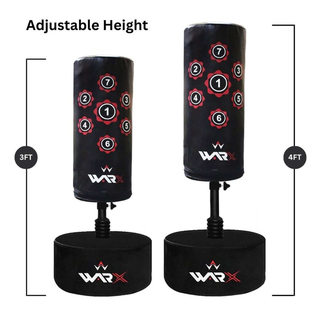 WARX KIDS/JUNIOR BLACK BOXING FREE STANDING SAND BASE PUNCH BAG AND GLOVES