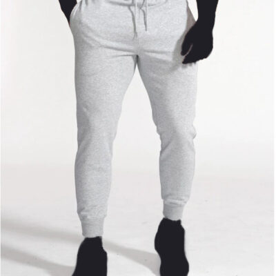 WARX PLAIN GREY UNISEX FLEECE PULLOVER HOODIE AND CUFFED JOGGER BLACK HOODED TRACKSUIT SET