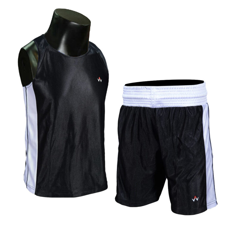 WARX BOXING VEST & SHORTS SET BLACK MEN GYM TRAINING FITNESS KICK TOP MMA THAI BOXING