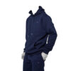 WARX LOGO NAVY BLUE UNISEX FLEECE PULLOVER HOODIE AND CUFFED JOGGER BLACK HOODED TRACKSUIT SET