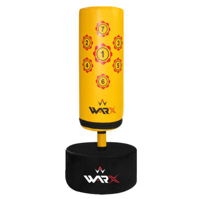 WARX KIDS/JUNIOR YELLOW BOXING FREE STANDING SAND BASE PUNCH BAG AND GLOVES CHILDREN KIT