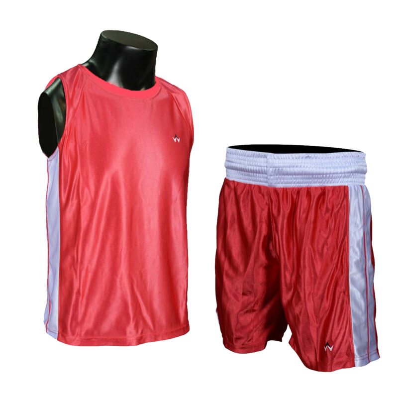 WARX BOXING VEST & SHORTS SET RED MEN GYM TRAINING FITNESS KICK TOP MMA THAI BOXING