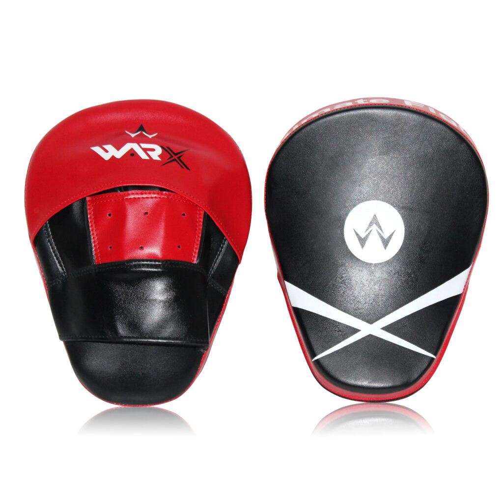 WARX LEATHER RED BOXING PADS HOOK & JAB MMA TRAINING FOCUS PAD MUAY THAI PUNCHING MITTS