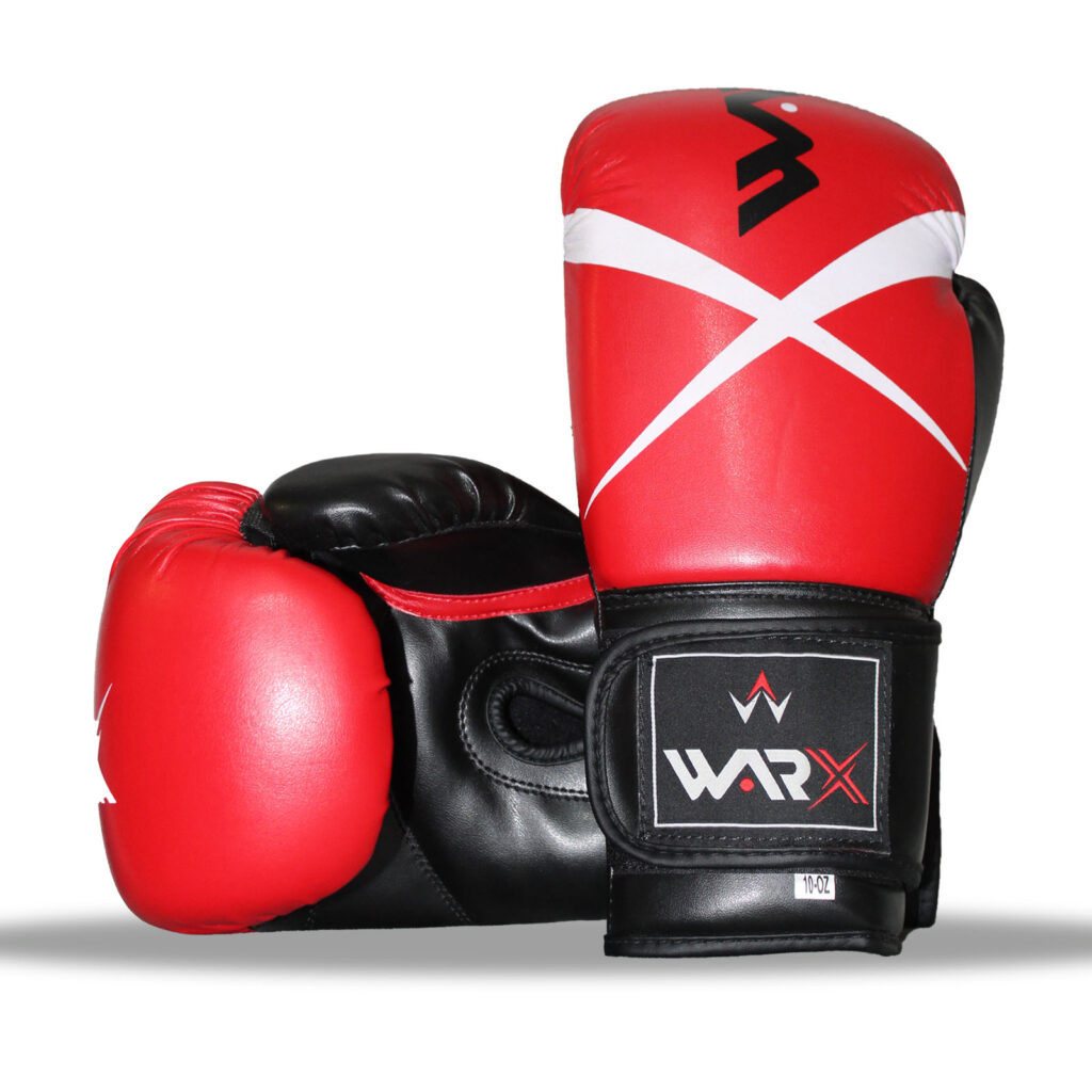 WARX LEATHER RED BOXING GLOVES AND FOCUS PADS SET