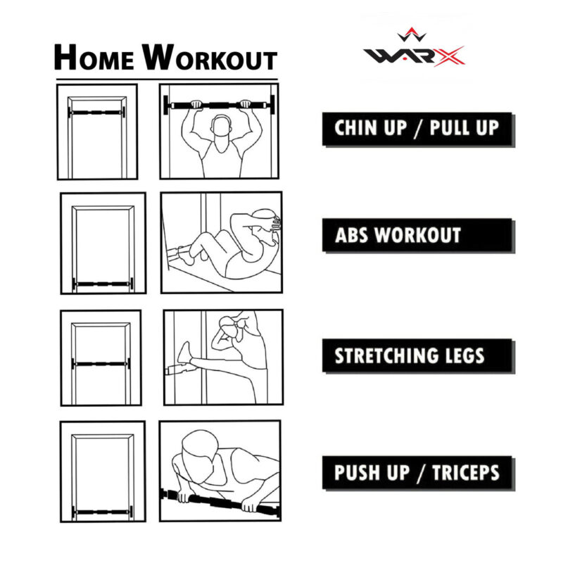 WARX EXERCISE PULL UP DOOR BAR CHIN UPS FITNESS HOME GYM PUSH DOORWAY TRAINING