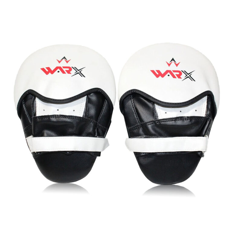 WARX LEATHER WHITE & RED BOXING PADS HOOK & JAB MMA TRAINING FOCUS PAD MUAY THAI PUNCHING MITTS