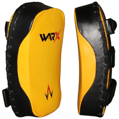 WARX 1X GENUINE COWHIDE LEATHER YELLOW BOXING KICK PAD STRIKE SHIELD ARM PAD PUNCHING MMA