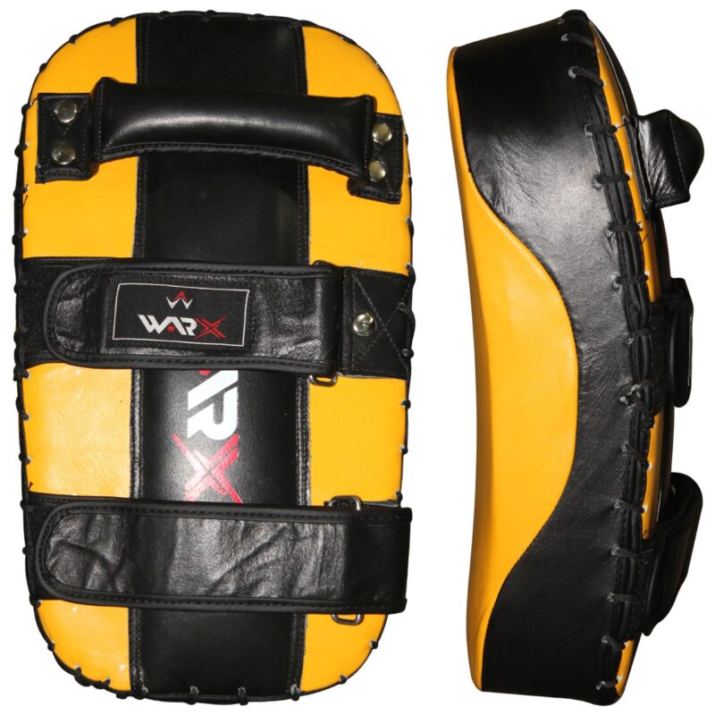 WARX 1X GENUINE COWHIDE LEATHER YELLOW BOXING KICK PAD STRIKE SHIELD ARM PAD PUNCHING MMA