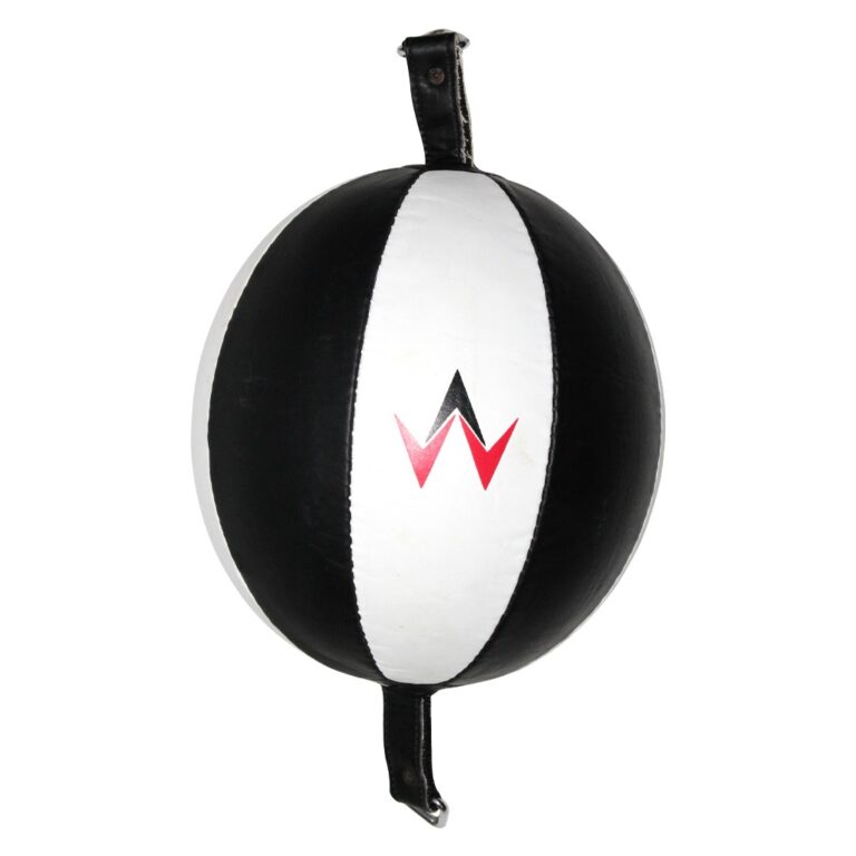 WARX LEATHER DOUBLE END DODGE SPEED BALL WHITE MMA BOXING FLOOR TO CEILING PUNCH BAG WITH CEILING HOOK SET