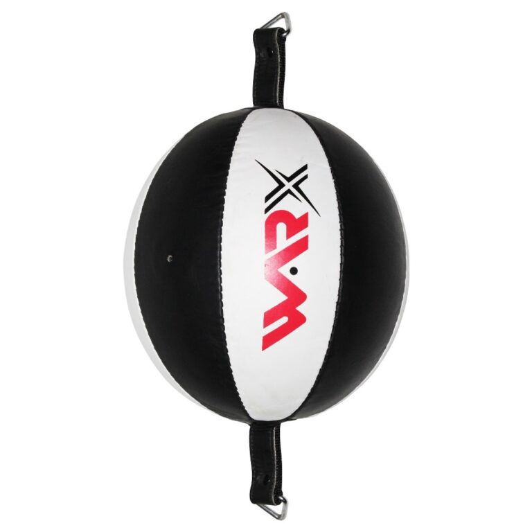 WARX LEATHER DOUBLE END DODGE SPEED BALL WHITE MMA BOXING FLOOR TO CEILING PUNCH BAG WITH CEILING HOOK SET